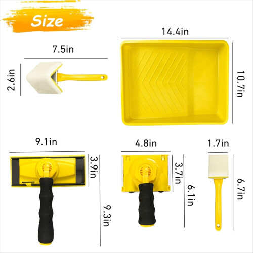 Paint Edger Tool Kit,9 Inch Paint Pad Set,7 PCS Paint Edger with Trim 1