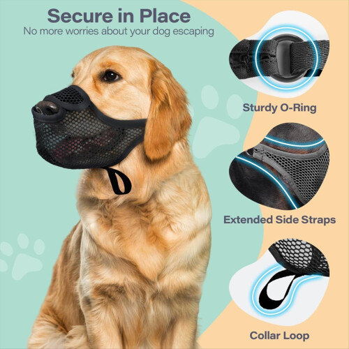 Breathable Mesh Dog Muzzle Anti-Bite Strap Dog Mouth Cage Black,L 2