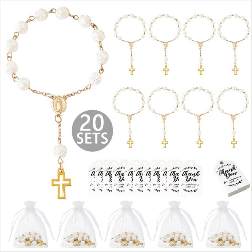 20 pezzi Mini rosari 20 pezzi Rosario per battesimo 20 set Bomboniere per battesimo 1
