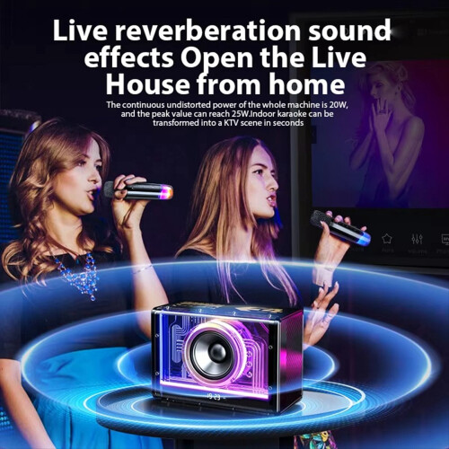 Macchina Karaoke Bluetooth per adulti e bambini con microfoni wireless 2