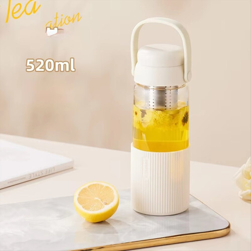 Caneca de café de vidro transparente de 520 ml com tampa A 2