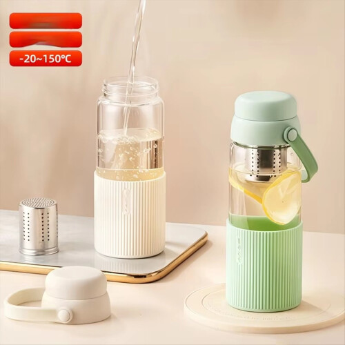 Caneca de café de vidro transparente de 520 ml com tampa A 1