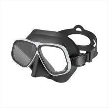 Masque de plongée en silicone, volume ultra réduit, noir et blanc, pour apnée.