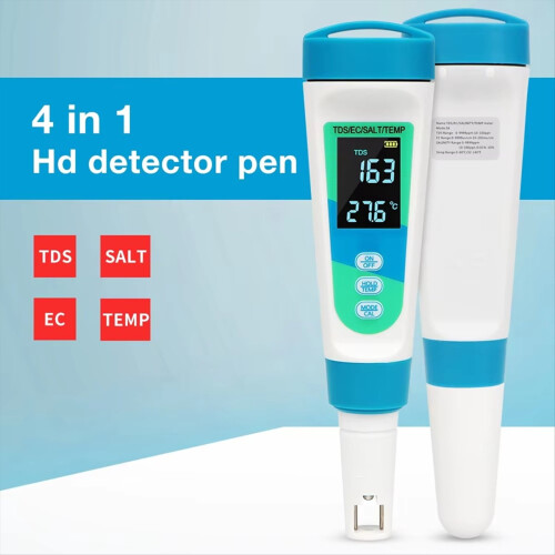 4-v-1 detektor TDS/EC/slanosti/teploty, test obsahu soli 1