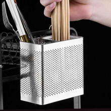 2 soportes de acero inoxidable para palillos y cestas colgantes para secar cubiertos.