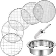 Conjunto de peneiras para solo, aço inoxidável, 5 tamanhos, 20 cm de diâmetro