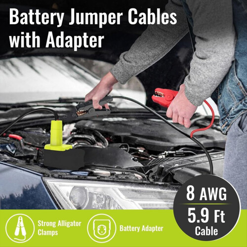 Startkabeladapter voor 18V-accu, 8AWG 5.9FT 2