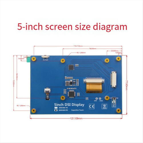 Interface MIPI DPI pour écran LCD 5 pouces 800 x 480 2
