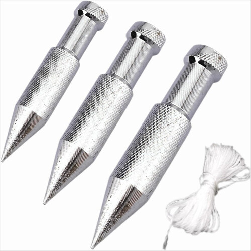 Prumo de aço com fio, conjunto de 3 peças.