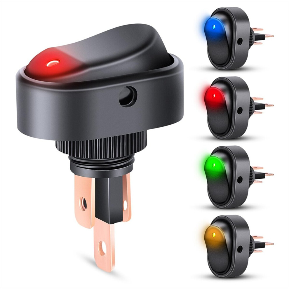 5Pcs Led Lighted Rocker Switch 12V Illuminated On Off Toggle Switch 4852883836025
