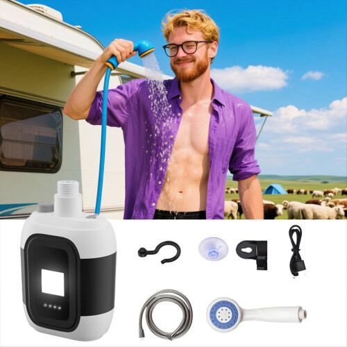 Draagbare kampeerdouche, buiten USB oplaadbare elektrische douchepomp 1