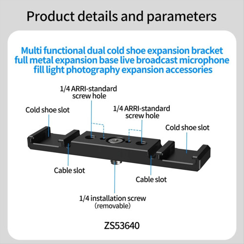 Dubbele Cold Shoe-montagebeugel 1/4 Arca voor DSLR-camera B 1