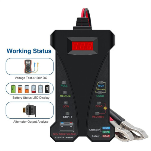 Tester per batteria con display LED digitale per auto 12V per auto e moto 2