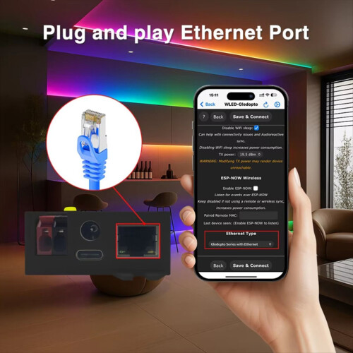 Elite ESP32 WLED LED-controller Reactief energiebesparend relais 1