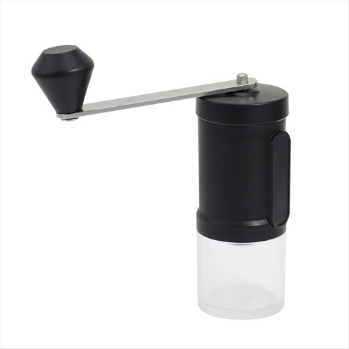 Moedor de café manual portátil, compacto, com manivela.