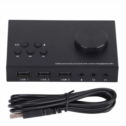 Adaptador de áudio USB, placa de som externa USB, interface estéreo de 3,5 mm