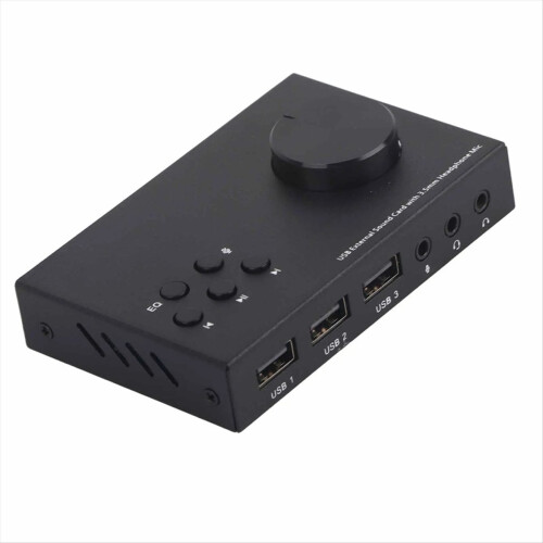 Adaptador de áudio USB, placa de som externa USB, interface estéreo de 3,5 mm 2