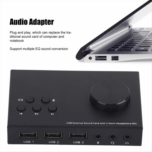 Adaptador de áudio USB, placa de som externa USB, interface estéreo de 3,5 mm 1