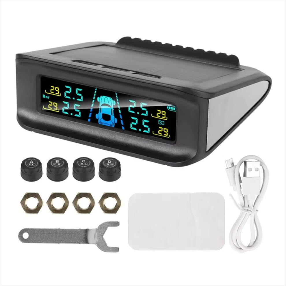 Wireless Solar Power Smart Car Tpms Tire Pressure Alarm System 4852883883470