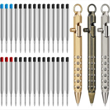 Set di 3 penne a scatto, penna tascabile esagonale in ottone massiccio B