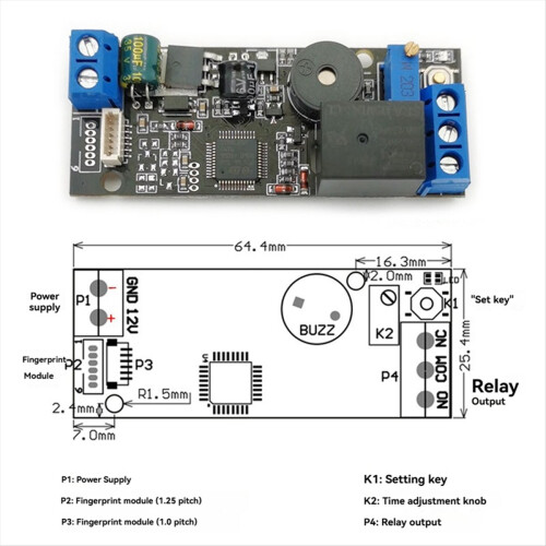 KL202+R503 vingerafdrukcontrollerkit DC12V 2