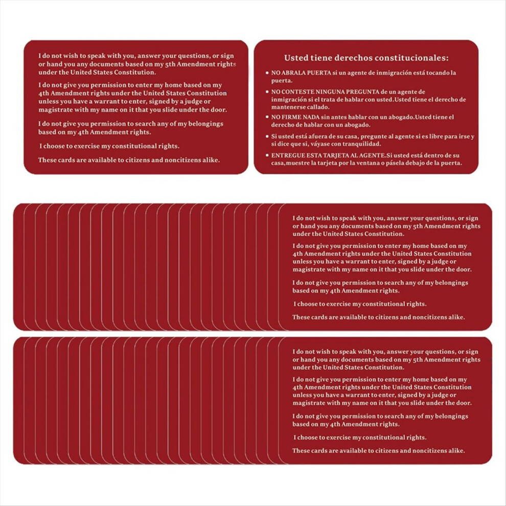 Immigration Red Card - English Spanish Rights Reminder 50PCS-image-OPC-PNCNGYZ-NEW