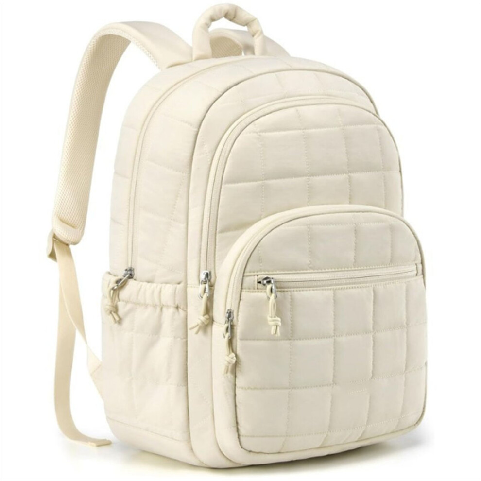 15.6in Laptop Bag College Backpack School Travel Book Bag Milky