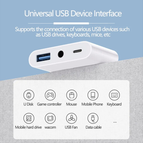 Adaptador OTG de 3,5 mm para interface Tipo C para USB 3.0 2