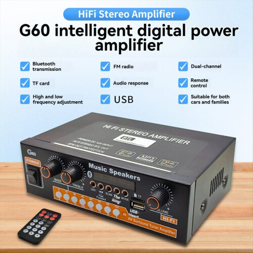 G60 Bluetooth Home Power Amplifier Subwoofer Support,Fm Radio Eu Plug 2