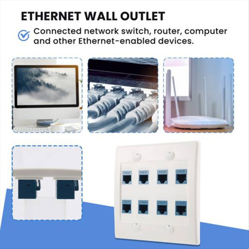 2 τεμάχια πλακέτα τοίχου Ethernet 8 θυρών - διπλή υποδοχή Cat6 RJ45