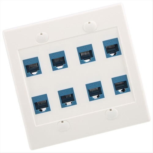 2 τεμάχια πλακέτα τοίχου Ethernet 8 θυρών - διπλή υποδοχή Cat6 RJ45 2