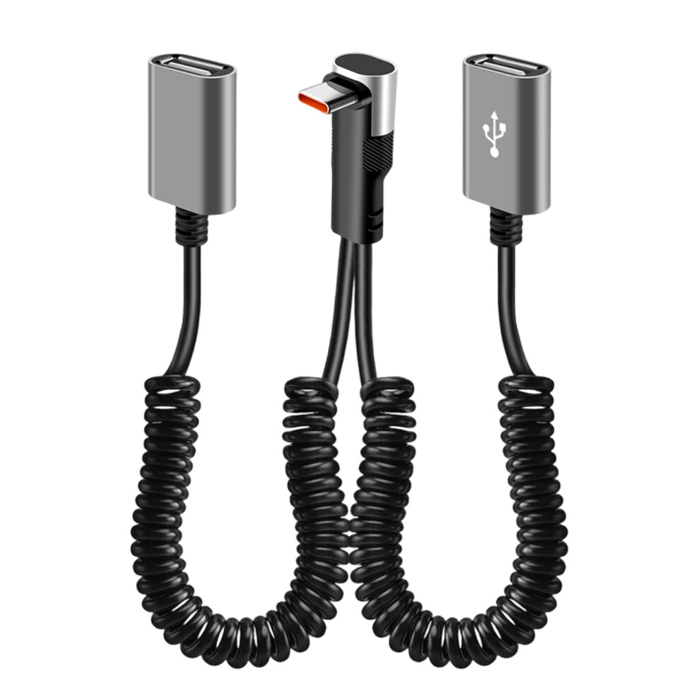 2 In 1 90 Degree Elbow Type C Fast Charging-Double Usb Female 7704000276016