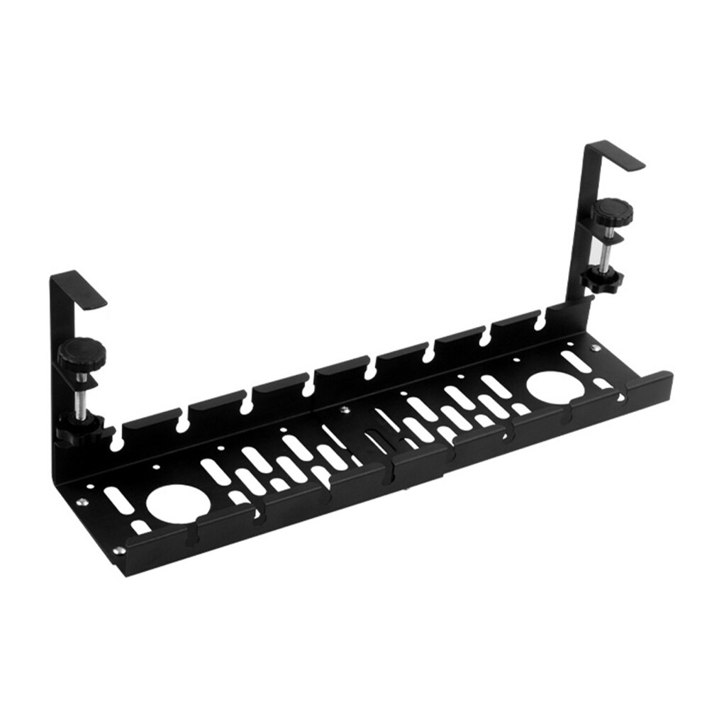 Not Drill Retractables Cable Management Tray Under Desk-Black 7704000276825