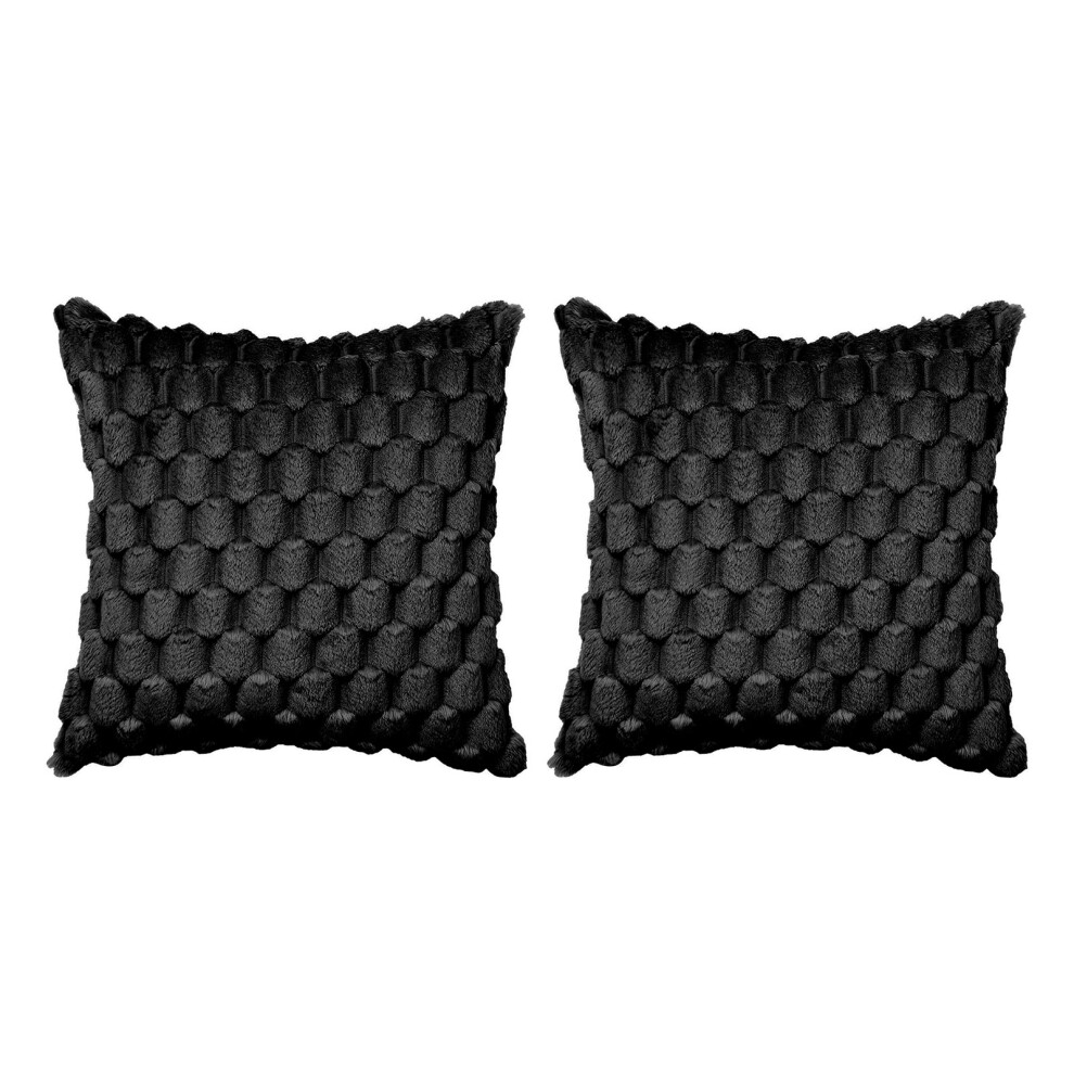 Luxurious Faux Furs Pillowcase, 3D Soft Plushes Pineapple-Black
