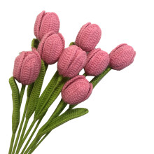Håndvevd heklet blomstersett, kunstige blomstersett med bomullsgarn og verktøy av høy kvalitet, DIY-materialepose til Valentinsdagen, unik