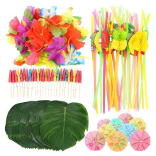 Tropische Hawaiiaanse rietjes, cocktaildecoraties voor drankjes, perfect voor een Hawaïaans feest, inclusief herbruikbare feestaccessoires.