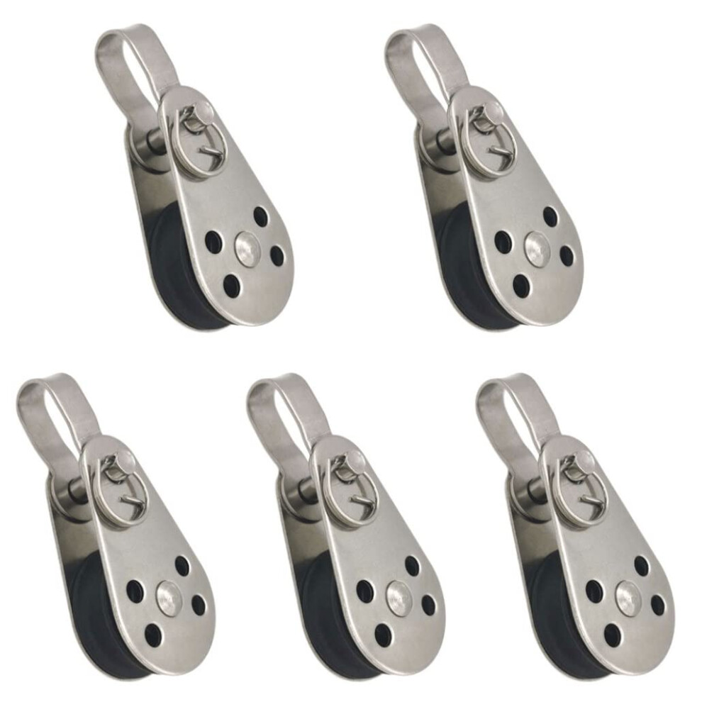 Stainless Steel Pulley 5 Pcs Set Kayak Anchor Pulley Single Pulley Block Wire Rope Pulley Heavy Duty Sailing Block 9105992528684