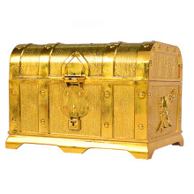 Treasure Chest for Kids, Plastic Toy Treasure Chest with Lock and Key, Antique Vintage Style Stash Box for Treasure Hunting Games, Ideal for Pirate Bi