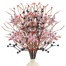 Buchet central cu tematică de 4 iulie, buchet artificial patriotic pentru utilizări multiple, decor roșu, alb, albastru, cu o calitate fiabilă,