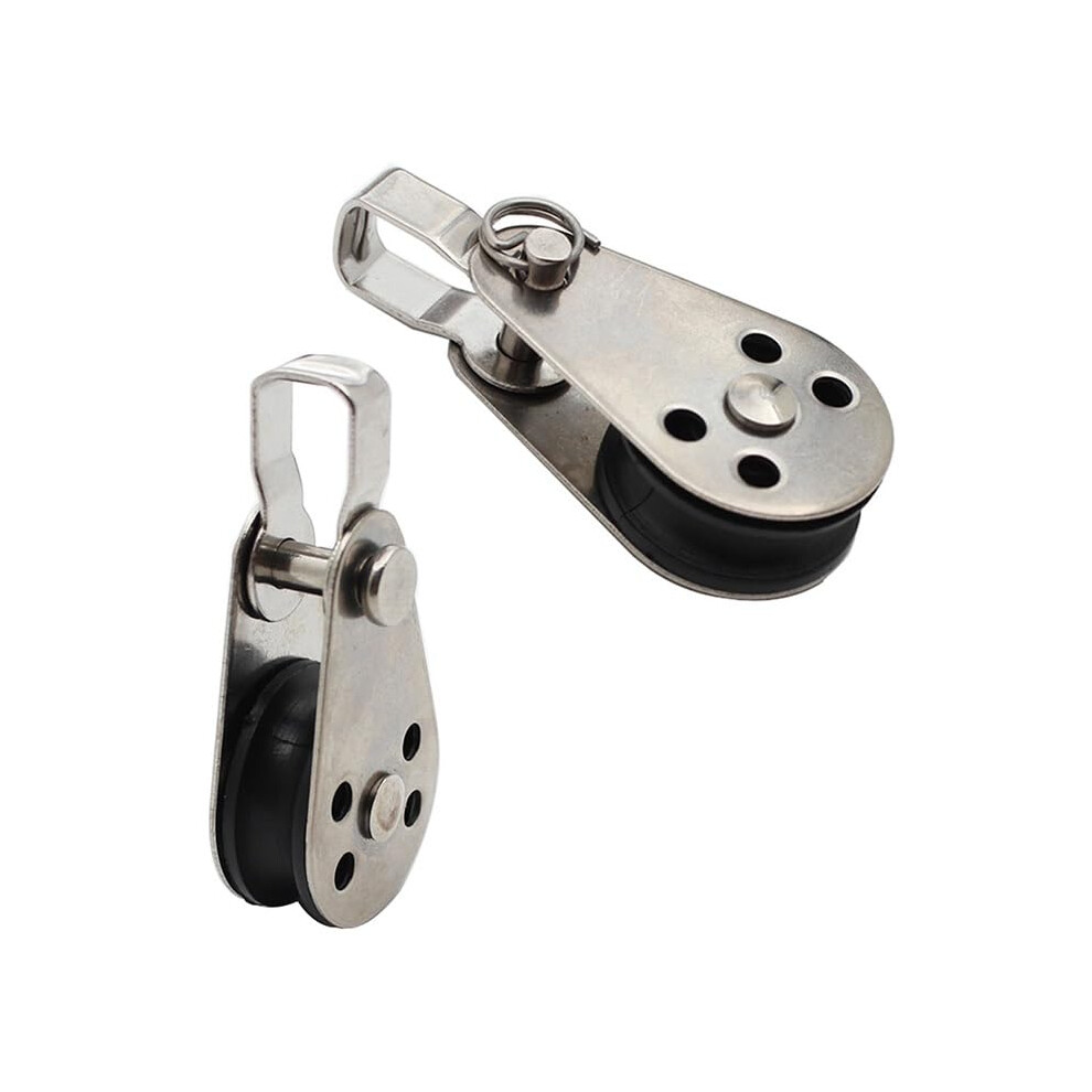 25Mm Single Wheel Swivel Lifting Rope Pulley Set 2Pack Stainless Steel Bearing Pulleys 9339159514528
