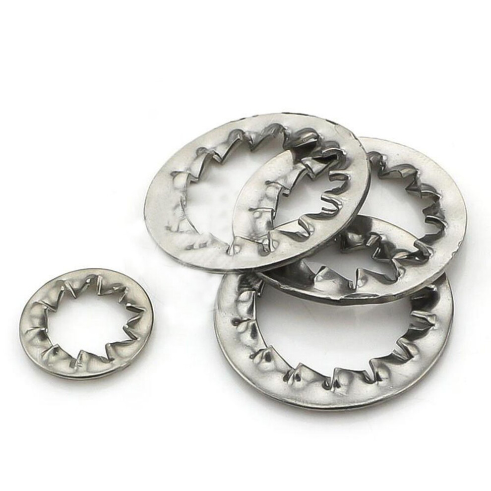 Internal Tooth Star Lock Washers M3 M4 M5 M6 M8 M10 Stainless Steel Silver Tone 100 Pcs Ref: 6299 9339159514719