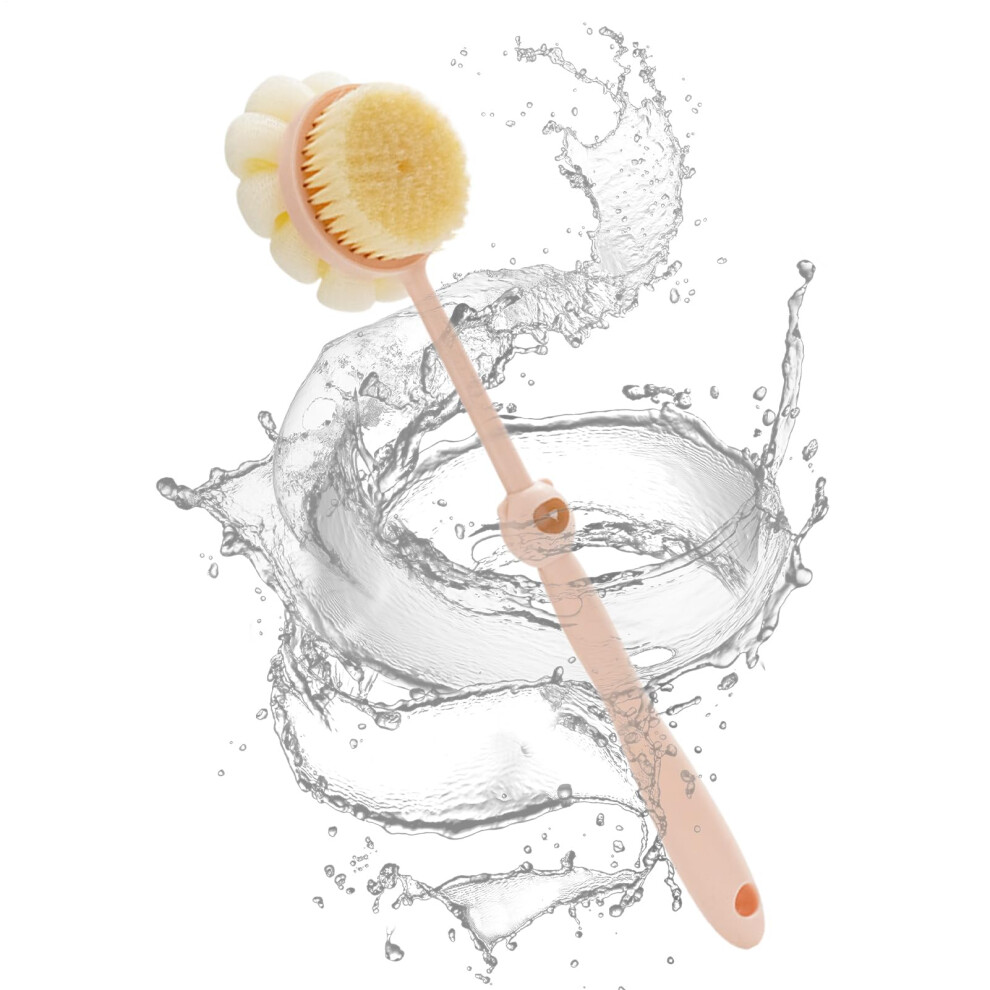 Pink Shower Brushes Longhandle Bath Scrub Brush Doublesided Density Bristles Quickdrying Deepcleaning Tool