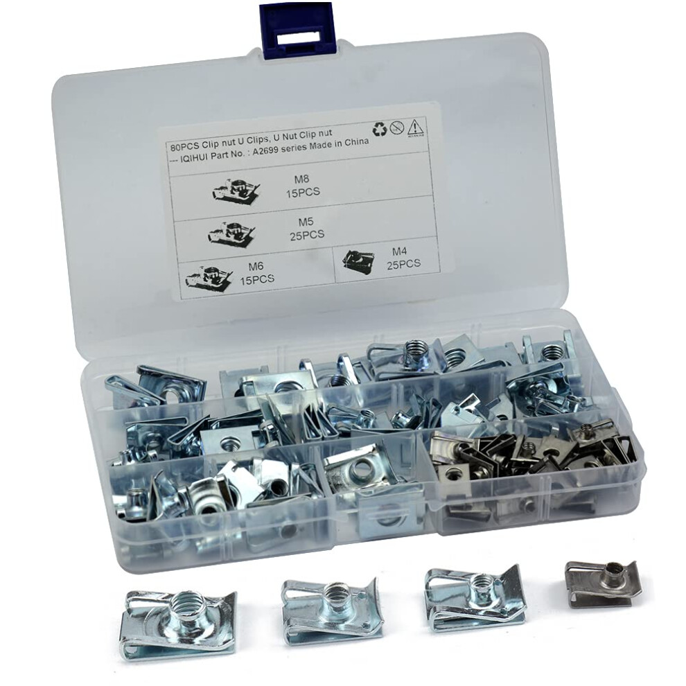 U-Nut Clip Assortment Kit For Interior Repair, Auto Car Speed Nuts Panel Fastener Rust Resistance, Universal Size Secure Hold For Dash Door Panels 9061222018342