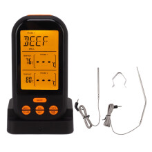 Bluetooth Smart Alerts Dual Probe Grillthermometer, kabelloses Fleischthermometer für Backofen, Picknick, Grill und Küche (Schwarz mit