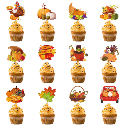 Φθινοπωρινά διακοσμητικά για cupcakes με θέμα την κολοκύθα της συγκομιδής, μοναδικό