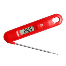 Leicht ablesbares Thermometer, roter Edelstahl, außergewöhnliches Preis-Leistungs-Verhältnis mit ultraschneller Sofortmessfunktion, digitales