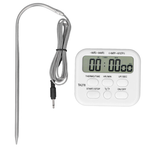 Termómetro programable de lectura instantánea con sonda cableada: Domina tu cocina con precisión y estilo.