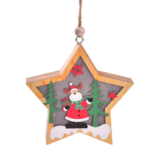 Xmas Ornaments Warm Yellow Light, Hanging Decoration of Natural Wood for Beautiful Art Decorations, Christmas Party Decor with Fine Carving Craftsmans