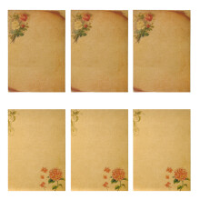 Hantverksmässiga epistlar, dekorativt tryckpapper, ohålat gammalt papper med vintageblommotiv, A5-ark för att skapa tidlösa skriftrullar och