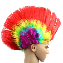 Glueless Wonder, synthetische Haarfaser-Cocktail-Regenbogenperücke für Punk-Kostümaccessoires, Clownperücke, die Stolz repräsentiert mit